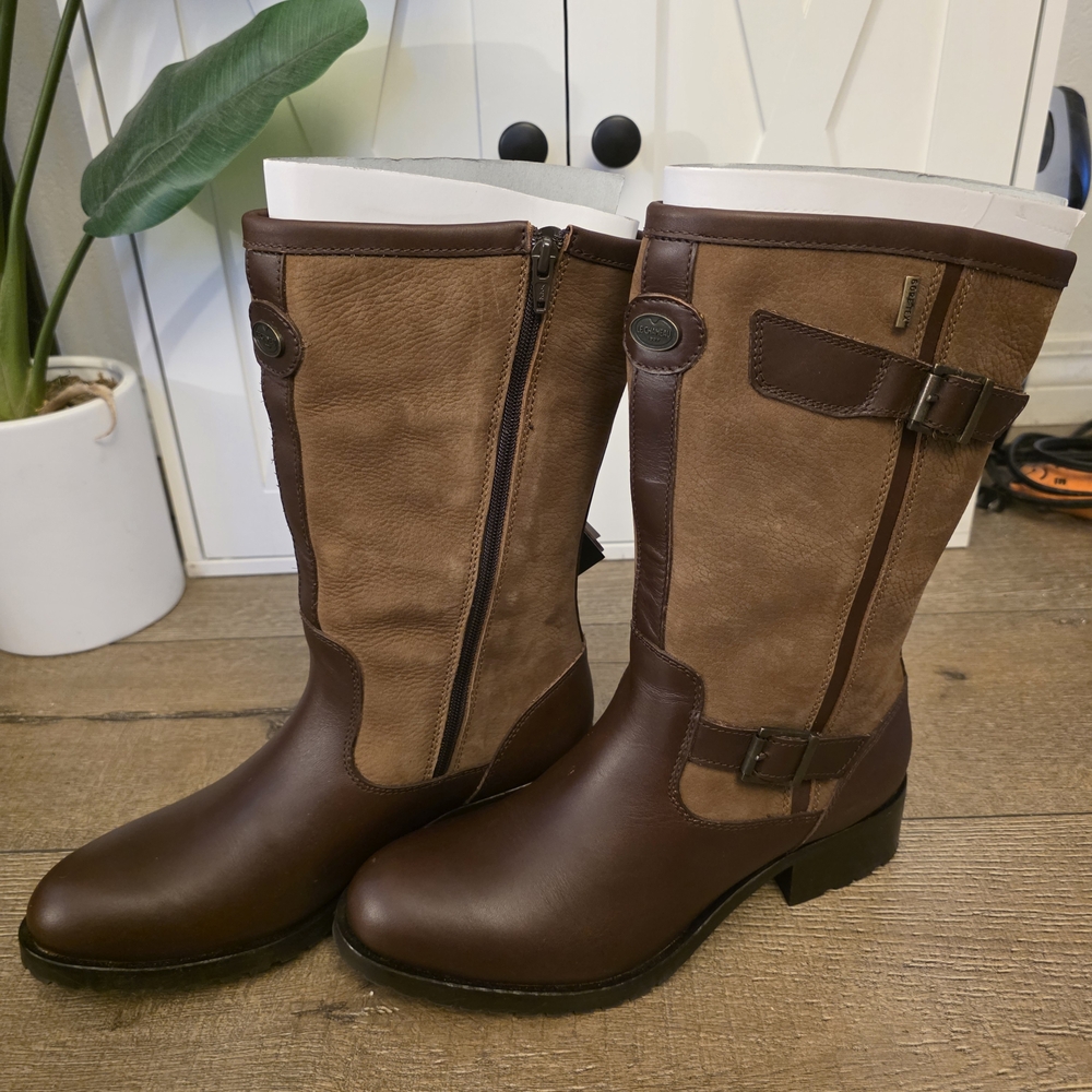 Le Chameau Jameson Lady Riding Boots Mid-Calf Brown Leather Gore-Tex EU 41/US 8